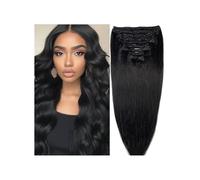 extension capelli clip Clip nera naturale nelle estensioni dei capelli Capelli umani veri Nero naturale 8 pezzi con 18 clip Capelli remy brasiliani Testa piena dritta for le donne Hair Extensions(14in