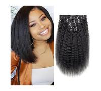 extension capelli clip Extension for capelli umani con clip lisce e ricci, extension for capelli umani con clip, 8 pezzi/set in capelli umani brasiliani Remy, colore naturale, 10-26 pollici for le don