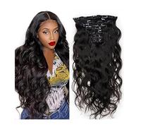 Extension Capelli Clip for capelli nelle estensioni dei Veri umani - Extension for con onde del corpo for Remy brasiliani di grado 8 pezzi 20 clip doppie trame spesse e morbide Invisibili(12inches)