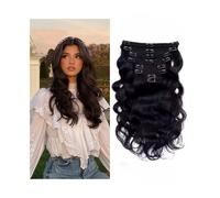 Extension Capelli Clip for onda del corpo nelle estensioni dei capelli Testa piena Trame doppie Estensioni umani 8 pezzi 120g ricci brasiliani dell'onda Remy con 18 clip Invisibili(16inches 120g)