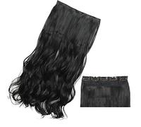 Extension Capelli Clip in Hair Extensions One Piece Synthetic Long Wavey Hair Extensions for Women 22/32 inch Natural High Temperature Fibre 5 Clips in Hairpiece Extensions Filo (Color : 1B, Size :
