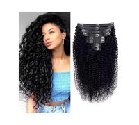 Extension Capelli Clip in ricci e ondulati profondi, 100% capelli umani brasiliani Remy, colore naturale, 8 pezzi con 18 clip #1b Invisibili(22inches,240gSet)