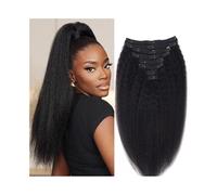 Extension Capelli Clip nelle estensioni dei capelli, clip diritta afro crespa umani for le donne 10 pezzi 120g di remy brasiliani a testa piena Invisibili(14inches)