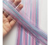 Extension Capelli Colorati Clip nelle estensioni dei capelli colorati Orpelli misti d'argento Sintetici 2 in 1 Parrucchino Momenti salienti della festa for le donne Ragazze(12 pcs,TINSLE-MIX_22INCHES)