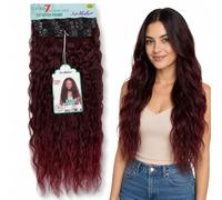 Extension Capelli con Clip Beach Wave, Leggere e Setose, Natural Look, 228gr - Texture Mosse in Fibra con Clips per Volume e Lunghezza, Facili da Applicare, 7 x 60cm MARI (Burg Black Red Degradee)