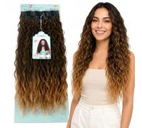 Extension Capelli con Clip Beach Wave, Leggere e Setose, Natural Look, 228gr - Texture Mosse in Fibra con Clips per Volume e Lunghezza, Facili da Applicare, 7 x 60cm MARI (Black/Honey Blonde Degradee)