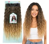 Extension Capelli con Clip Beach Wave, Leggere e Setose, Natural Look, 228gr - Texture Mosse in Fibra con Clips per Volume e Lunghezza, Facili da Applicare, 7 x 60cm MARI (Black/Blonde Degradee)