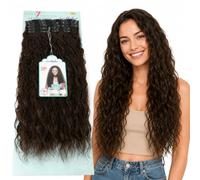 Extension Capelli con Clip Beach Wave, Leggere e Setose, Natural Look, 228gr - Texture Mosse in Fibra con Clips per Volume e Lunghezza, Facili da Applicare, 7 x 60cm MARI (Natural Brown)