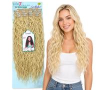 Extension Capelli con Clip Beach Wave, Leggere e Setose, Natural Look, 228gr - Texture Mosse in Fibra con Clips per Volume e Lunghezza, Facili da Applicare, 7 x 60cm MARI (Platinum Blonde)