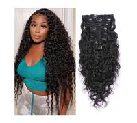 Extension Capelli Curly Clip in Human Hair Extensions Real Human Hair Double Weft Jerry Curly Natural Black Color For Black Women 120g/set 8Pcs/lot 18 Clips Per Pack Extension Capelli Veri Clip ( Colo