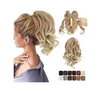 Extension Capelli Estensione for coda di cavallo con clip ad artiglio, coda di cavallo corta ad onda naturale Clip for parrucchino sintetico dall'aspetto naturale sulla coda di cavallo for le donne Co