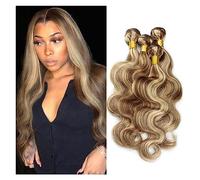Extension Capelli Evidenzia i fasci di capelli umani P4 / 613 Evidenzia i fasci for le donne nere Remy Onda del corpo Biondo cenere Tessuto di capelli umani colorati 1/3 fasci Extension Capelli Veri(2