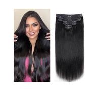 Extension Capelli Extension for capelli con clip, 100% umani Remy, 120 grammi, 1B, su pezzo di, testa intera Invisibili(16inches)