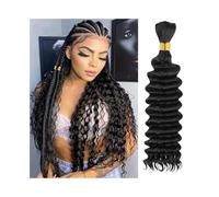 Extension Capelli intrecciati a onde profonde da 16-26 pollici, pacchi di capelli umani ricci alla rinfusa for trecce boho senza trama Capelli Intrecci(16 16 inches)