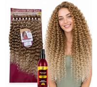 Extension Capelli Ricci a Tessitura + Spray Districante Anticrespo | Combo 9 Texture 3x65 3x70 3x75cm, 330g in Bioproteina + Spray senza Risciacquo, Ammorbidente e Sciogli Nodi, 300ml (T27/613)
