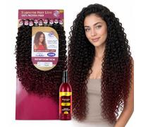Extension Capelli Ricci a Tessitura + Spray Districante Anticrespo | Combo 9 Texture 3x65 3x70 3x75cm 330g in Bioproteina + Spray senza Risciacquo, Ammorbidente e Sciogli Nodi 300ml(T1B BurgRed)