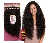 Extension Capelli Ricci a Tessitura + Spray Districante Anticrespo | Combo 9 Texture 3x65 3x70 3x75cm, 330g in Bioproteina + Spray senza Risciacquo, Ammorbidente e Sciogli Nodi 300ml(Dark Brown)