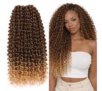 Extension Capelli Sintetici, Ricci per Crochet Braids, Lunghe: 65 cm - Peso: 340 g - Extension Capelli Clip, Ricci Morbidi Effetto Naturale, Natural Black Honey Blonde Degradee, RITMO