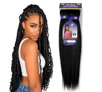 Extension capelli Treccine Pre-Stretched 100% Kanekalon Afrelle 160g - IDEALI per Box Braids e Treccine Africane, Morbidi, Leggeri, Facili da Intrecciare, 115 cm NEW ULTRA BRAID (Black)