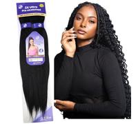 Extension capelli Treccine Pre-Stretched 100% Kanekalon Afrelle 160g - IDEALI per Box Braids e Treccine Africane, Morbidi, Leggeri, Facili da Intrecciare, 115 cm NEW ULTRA BRAID (Natural Black)