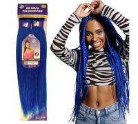 Extension capelli Treccine Pre-Stretched 100% Kanekalon Afrelle 160g - IDEALI per Box Braids e Treccine Africane, Morbidi, Leggeri, Facili da Intrecciare, 115 cm NEW ULTRA BRAID (Blu)