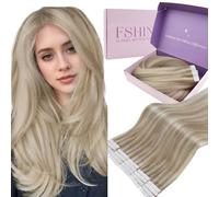 Extension Capelli Umani Biadesive 30 g 30 cm Lisci Extension Biadesive Capelli Highlight Biondo Cenere Con Biondo Candido Tape Real Human Hair Extension Brasiliani #18P613