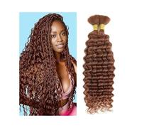 Extension Capelli umani intrecciati 14-24 pollici 1 confezione/100 g, capelli brasiliani alla rinfusa, senza trama, ondulati, n. 30 Capelli Intrecci(22inches)