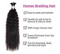 Extension Capelli umani intrecciati for trecce boho, ciocche di capelli ricci bagnati e ondulati for intrecciare senza trama Capelli Intrecci(22inches)