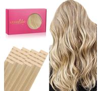 Extension Capelli Veri Biadesivo, 20Pz 35Cm 50G Biondo Chiaro Con Riflessi Biond