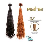 She Extension cheratina Capelli veri umani Mossi naturali 10 ciocche 40-45 cm