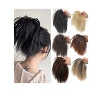 Extension Chignon for capelli lisci e spettinati, chignon sintetico, ciambella, posticci, elastico, coda di cavallo corta, estensione per Donna Ragazze(Light Auburn Mix Dark Brown)