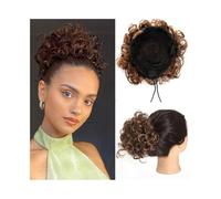Extension Chignon riccio spettinato con clip in pezzi di capelli sintetici, coulisse, coda di cavallo, extension for capelli da donna per Donna Ragazze(Medium Brown Mixed Light Auburn)