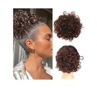 Extension Chignon riccio spettinato con clip in pezzi di capelli sintetici, coulisse, coda di cavallo, extension for capelli da donna per Donna Ragazze(Medium Brown Mixed Dark Auburn)