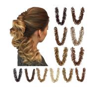 Extension Chignon sintetico con capelli lunghi e spettinati, avvolgente, riccio, fai da te, chignon, coda di cavallo, extension for capelli per Donna Ragazze(Medium Brown Mix Light Auburn)