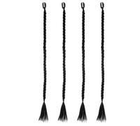 Extension Chioma Treccia Lunga Nera 4 Pezzi in Fibra Termica | Look Naturale, Uso Pratico e Stile Personale, Accessori Fini per Donne e Signore, Effetto Elegante