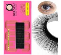 Extension ciglia SEEDEW curvatura LD, ciglia singole classiche, naturali, morbide e leggere, MIX7-15mm, curvatura LD, 0,07mm, 16 file/vassoio, per lash artist e centri estetici
