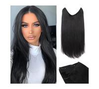 Extension Clip Capelli Estensioni dei capelli Veri capelli umani Estensioni dei capelli con filo invisibile con filo trasparente Misura regolabile Clip sicure in dritto 4 clip segrete Parrucchino Exte