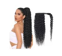 Extension coda di cavallo capelli umani, Coda di cavallo avvolgente Extension for capelli umani Capelli brasiliani Remy riccia crespa con pasta magica(16inches)