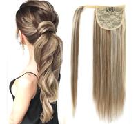 Extension coda di cavallo capelli umani, Extension coda di cavallo con nodo magico 100% capelli umani Remy(Deep golden brown)