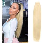 Extension coda di cavallo capelli umani, Extension coda di cavallo con nodo magico 100% capelli umani Remy(Beach Blond)