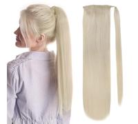 Extension coda di cavallo capelli umani, Extension for coda di cavallo con capelli umani Remy 70g/80g for donne bianche - Full Shine(White,18inch)