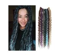 Extension coda di cavallo capelli umani, Extension for dreadlock morbidi da 24 pollici, trecce sintetiche fatte a mano all'uncinetto a 5 fili(Gradient Gray)