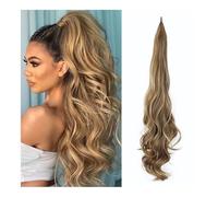 Extension coda di cavallo capelli umani, Parrucca da 32 pollici, parrucca a coda di cavallo lunga, ricevitore for capelli avvolgente, donna(Golden brown)