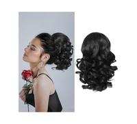 Extension coda di cavallo capelli umani, Parrucca da donna con coulisse, volume corto, coda di cavallo, fibra chimica, romano, corta(Black)