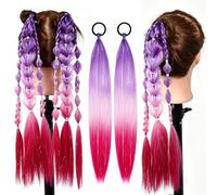 Extension colorate per capelli per bambini, confezione da 2 pezzi, 50,8 cm, accessori per capelli folli per ragazze, trecce stravaganti per rave, festival fai da te, miste