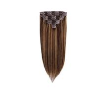 Extension con clip da 16-26 pollici Capelli umani veri lisci, da castano cioccolato a biondo caramello, extension con clip for capelli Remy brasiliani (120 g) Wear and Go(18inches)