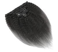 Extension con clip in capelli veri, kinky, lisce, brasiliane, a testa piena, yaki, spesse, doppie, lunghe, 8 pezzi, 120 g con 18 clip, colore nero naturale per le donne (22 pollici)
