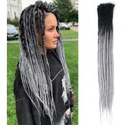Extension da 24" Ombre Dreadlocks Single-Ended 15 Spiaggia/Pack Black to Grey Soft Sintic Faux Dreads Reggae Crochet Braided Dread Extensions