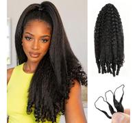 Extension di capelli lisci crespi all'uncinetto, per donne nere, con estremità a spirale, 60 g, piume pre-separate, all'uncinetto, invisibili, riutilizzabili, leggere, colore nero naturale, 40,6 cm