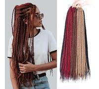 Extension di capelli sintetici all'uncinetto, confezione da 3 pezzi, pre-loop, da dea, intrecciate, medie, senza nodi (76,2 cm, T/grigio)